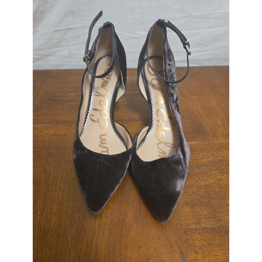 Sam Edelman Tia Womens Grey Velvet Heel Size 10 Ankle Strap Pumps Shoes - Picture 2 of 7